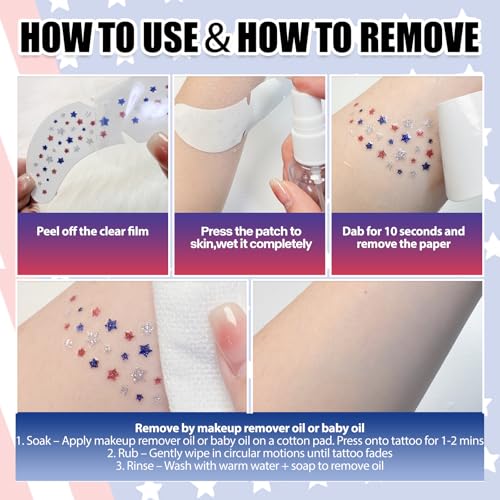 Mysense Glitter Freckles Face Tattoo - American Flag Design for 4th of July