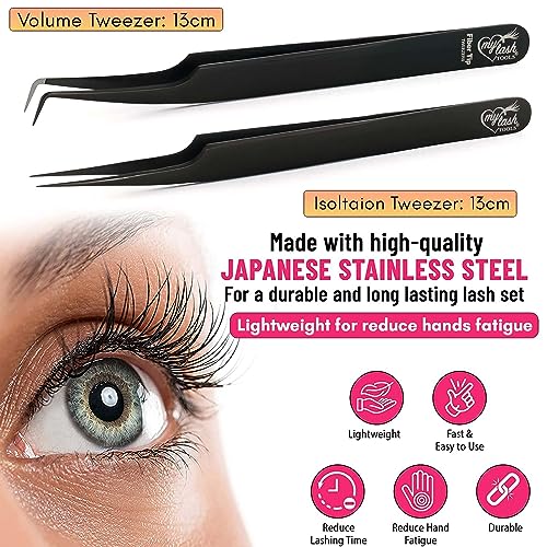 Cross Edge 90 Degree Boot Lash Tweezers for Volume and Classic Extensions