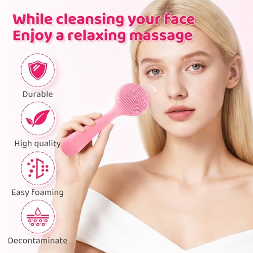 Silicone Facial Cleansing Brush Set - 2 Pcs Waterproof Scrubbers