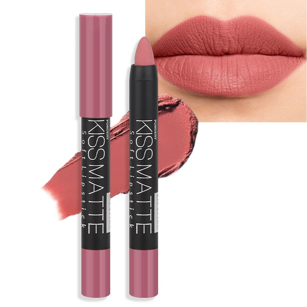 Matte Lipstick - Long-Lasting Velvet Lip Crayon with Waterproof Formula | Smooth Lightweight Lip Color, 08