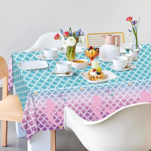 Mermaid Tablecloths - 4 Pack, 54x108 Inch for Birthday Parties
