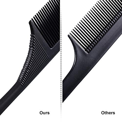 Leinuosen 3 Pack Rat Tail Combs Fine Tooth Parting Tip Black