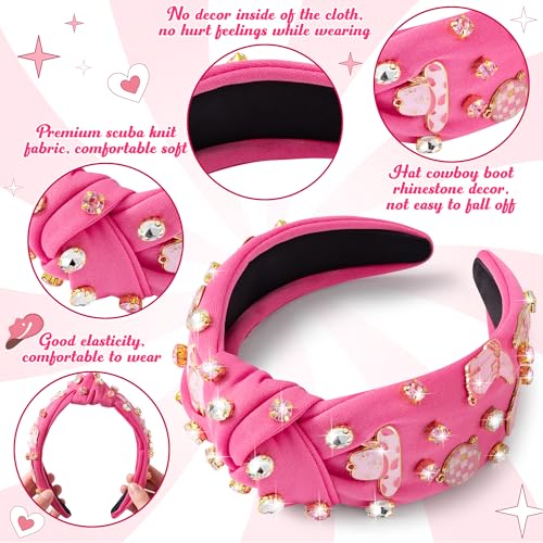 PANTIDE Western Rhinestone Knotted Headband - 2 Pack Cowgirl Hair Accessories