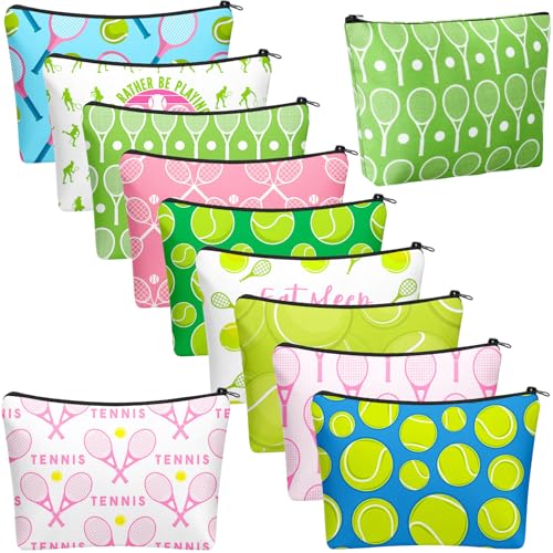 Bulyoou 10 Pcs Tennis Makeup Bags - Tennis Gifts for Women & Ladies, 8.7x5.9 inches