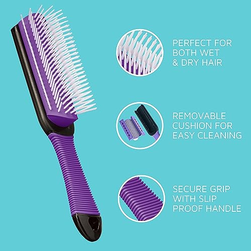 KISS Colors & Care 7-Row Detangling Hair Brush - Non-Slip Grip