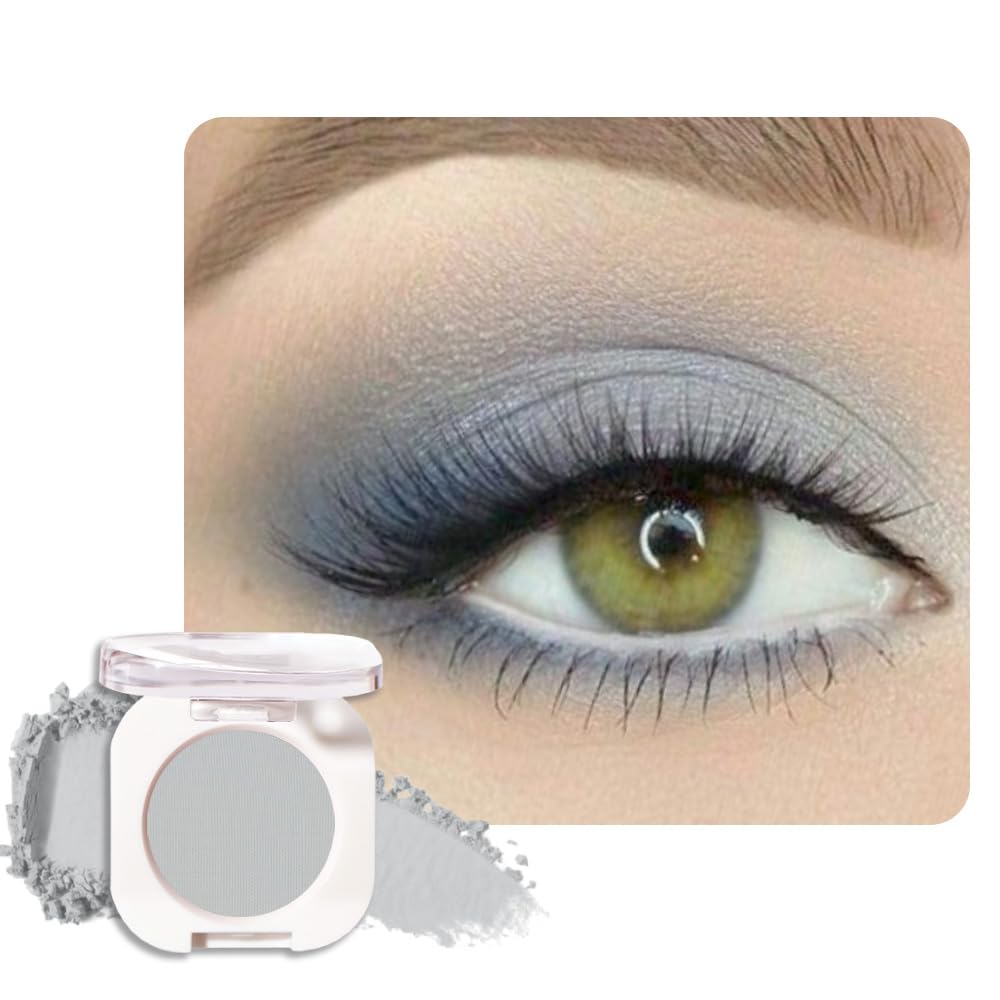 HHLTOH Dusty Grey Single Matte Eyeshadow Makeup, Neutral Powde Eye Shadow for Older Women, Smoky Gray Grey Matte Singles Eyeshadow Palette Pigmented Waterproof,Girls Monochrome Eyeshadows Gift 28