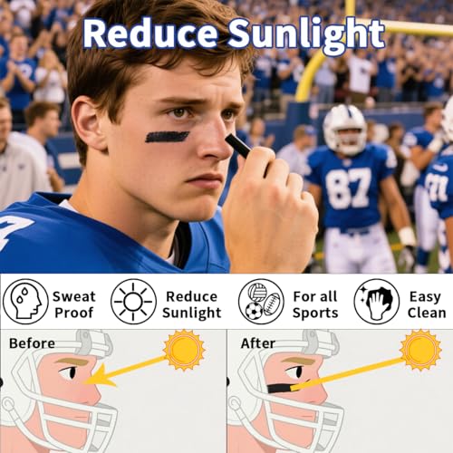 Bowitzki Water-Resistant Eye Black Stick for Sports & Face Makeup - 8 Colors