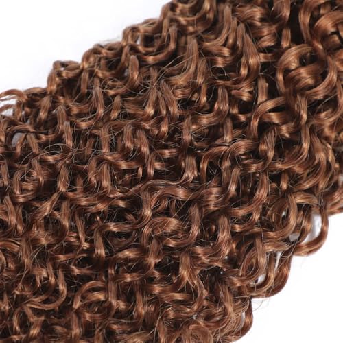 JUIOKAOO 12 Inch Water Wave Human Hair Bundle, Light Brown #30 Virgin Hair