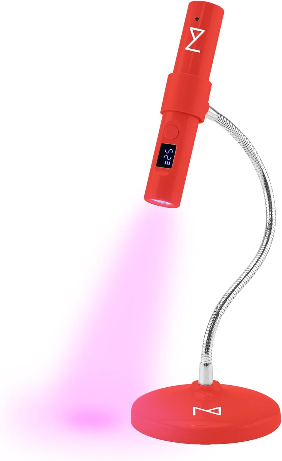 GlamCure GO Nail Flash Cure Lamp - LED & UV Touch Screen Nail Light for Gel & Acrylic Nails | Portable Adjustable Design (Red)