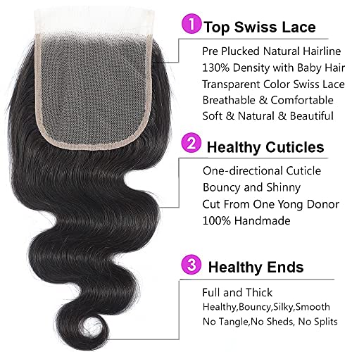 UDesire 12A Brazilian Body Wave Human Hair Bundles with 13x4 Lace Frontal