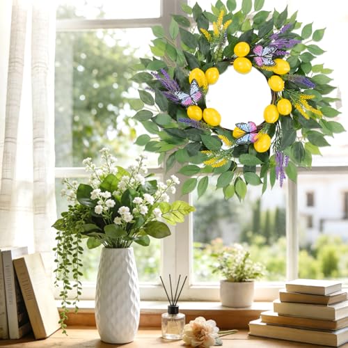 24 Inch Lemon Wreath for Front Door - Artificial Spring Decor