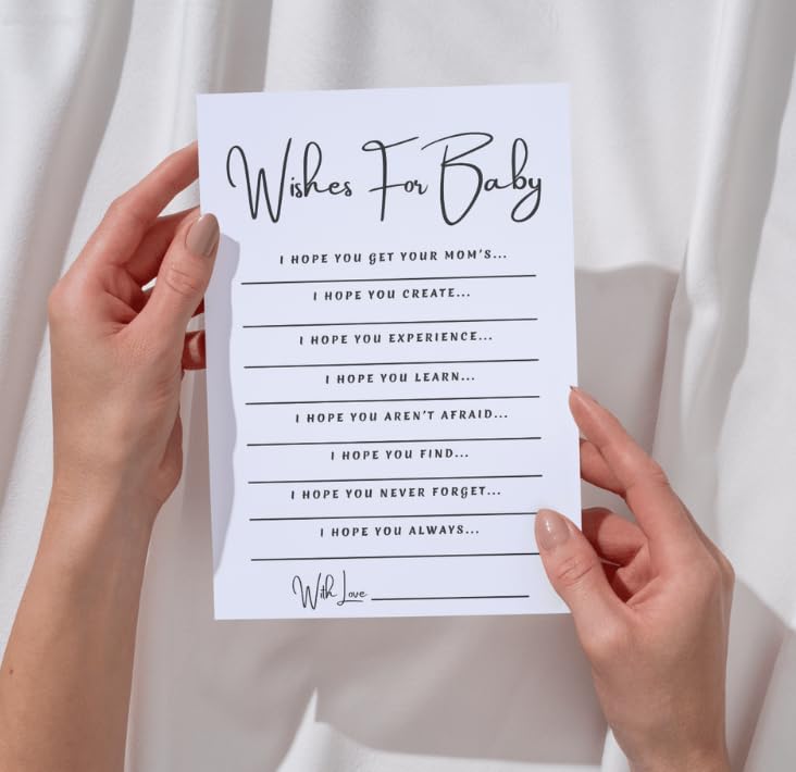 Baby Shower Wishes Cards - 25 Keepsake Memory Cards for Guests