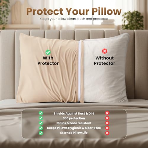 Utopia Bedding Queen Size Pillow Protectors (Pack of 4) - Soft Microfiber, Zippered, Fade Resistant