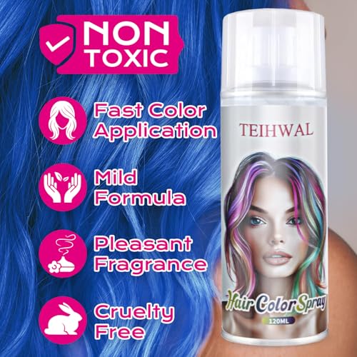 Temporary Blue Hair Color Spray - Quick Drying & Washable 120ml