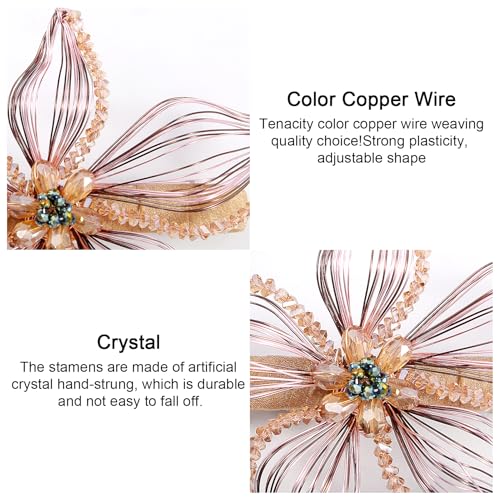 Mistofu Handmade Copper Wire Flower Hair Barrette - Elegant Hair Accessories for Women & Girls (Yellow-A)