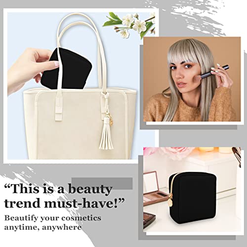 Black Mini Nylon Makeup Bag - Waterproof Cosmetic Organizer Pouch