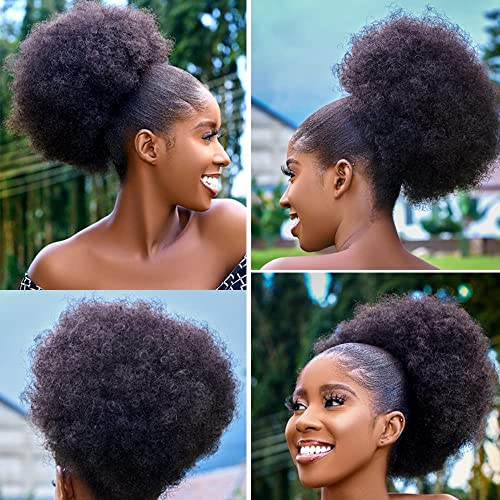 Short Curly Drawstring Ponytail Extension for Black Women - No Bangs (1B)