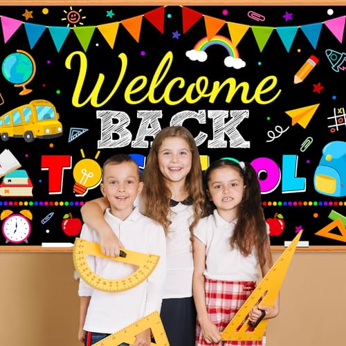 Welcome Back to School Banner - Colorful Classroom Decoration (6 x 3.6 ft)