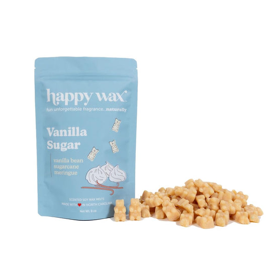Happy Wax Winter Scented Soy Wax Melts (8oz Pouch) - Natural Strong - Infused with Essential Oils - Non Toxic - for Warmers (Vanilla Sugar, 8 Ounce)