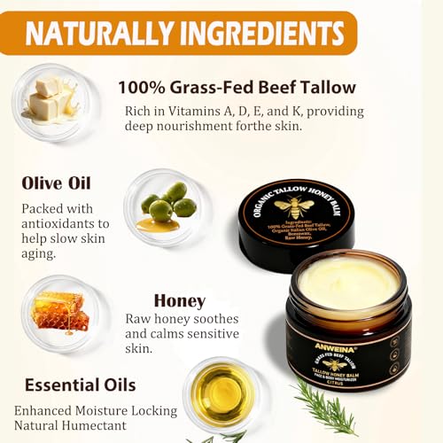 Organic Grass-Fed Beef Tallow Balm with Raw Honey & Citrus – 2 OZ Skin Moisturizer