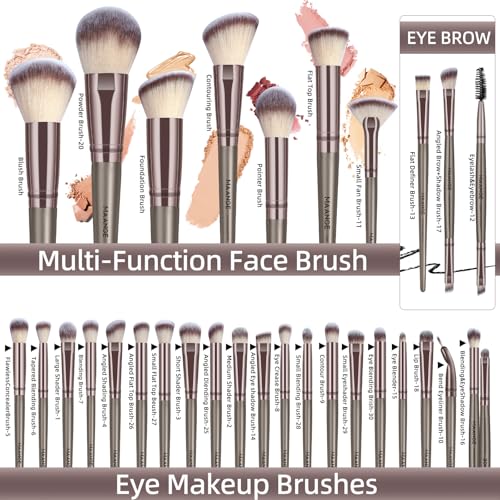 MAANGE 51-Piece Professional Makeup Brush Set with Case - Champagne