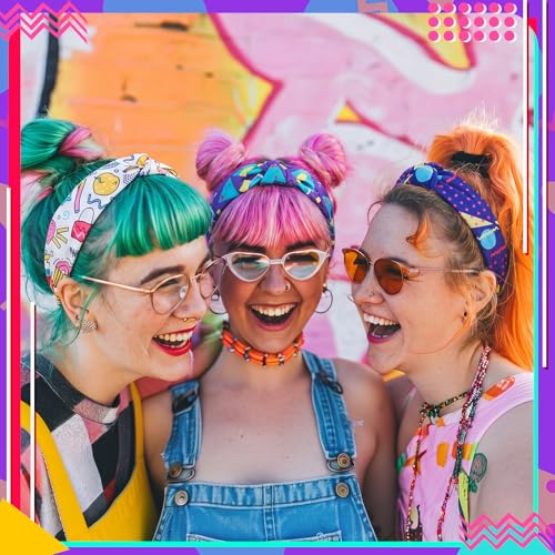 80s 90s Neon Knotted Headbands for Women - 8 Unique Styles