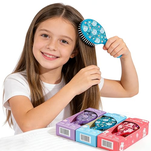 Mini Glitter Detangling Hair Brush for Kids & Adults - Purple
