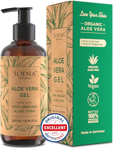 Soena Organic Aloe Vera Gel - 100% Natural Moisturizer for Face, Skin & Hair