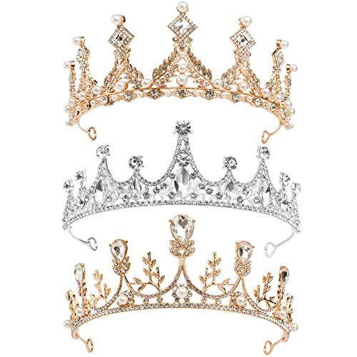 Hedume Set of 3 Crystal Tiaras with Rhinestones for Parties