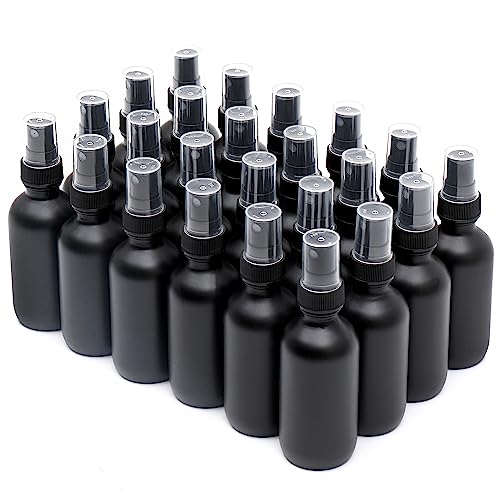 NOOEEISS Frosted Black Glass Spray Bottles 2 oz, 24 Pack - Refillable Fine Mist Containers
