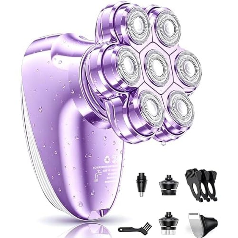 Electric Razors for Women, 7D Magnetic Heads Full Body Shaver, 5-in-1 Waterproof Wet Dry Hair Remover with LED Display, Bikini Trimmers for Underarms, Face, Legs, Lips, Arms