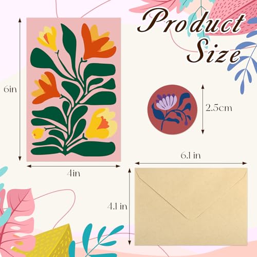 Miucat 32 Pack Floral Blank Greeting Cards with Envelopes - 8 Designs