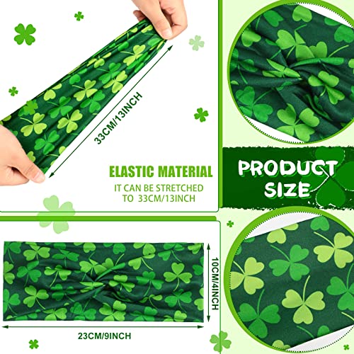 St. Patrick's Day Shamrock Headbands for Women - 12 Pack Elastic Hairbands