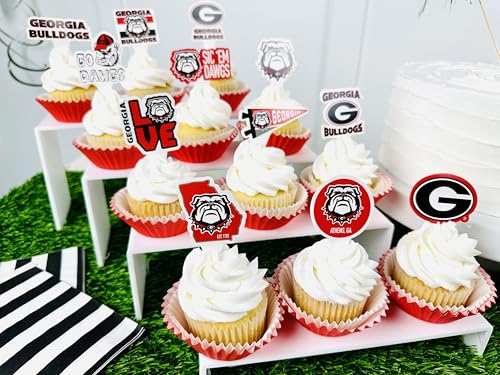 UGA Georgia Bulldog Cupcake Toppers - 24 Preassembled Party Decorations