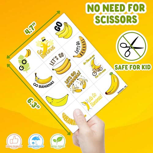 60 Banana Temporary Tattoos – Fun Fruit Party Favors for Kids
