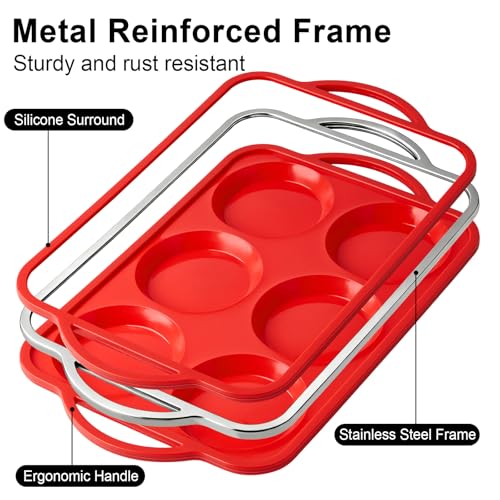 Jumbo Silicone Egg Bite Mold with Metal Frame - 2 Pack Muffin Top Pans