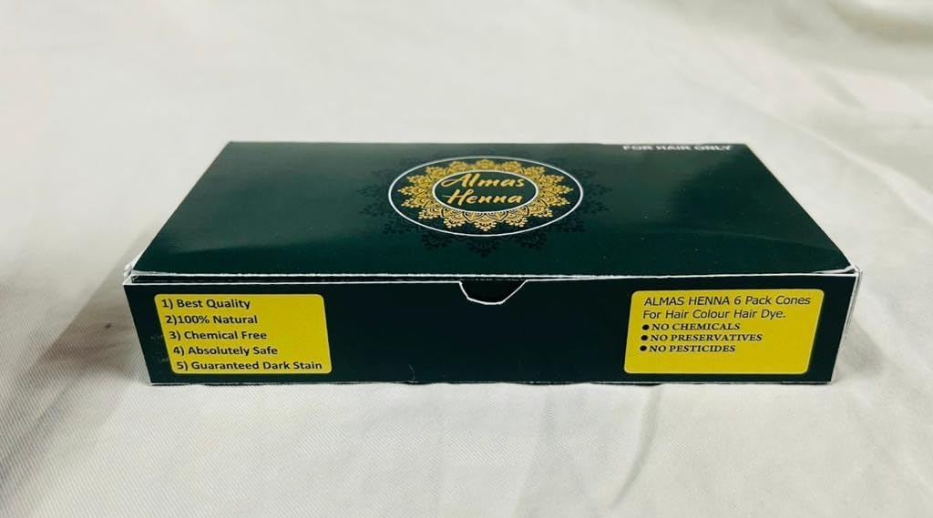 AL HASNAYN ENTERPRISES Almas henna cones for women 6 pack 100% natural ready to use henna tubes paste hair color hair dye-reddish brown color 6 Count (Pack of 1)