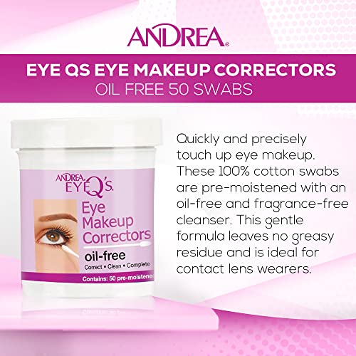 Andrea Oil-Free Eye Makeup Corrector Swabs - Pre-Moistened, Fragrance-Free, 50 Count