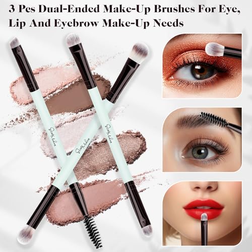 START MAKERS 5-Piece Dual-Ended makeup brush set (Black Gold + Light Blue) for foundation, contour, concealer, blush, powder & eyeshadow
