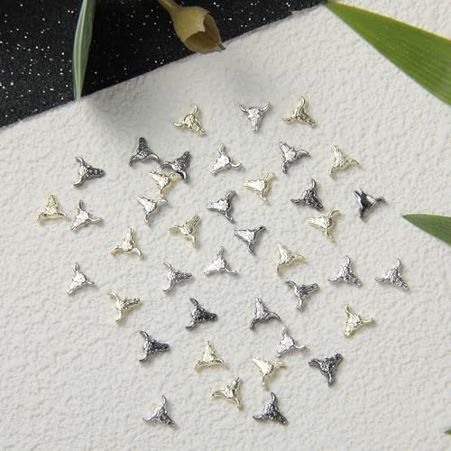 60Pcs Bull Head Charms - Retro Metal Nail Art Accessories