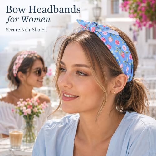 Jaqakid 6PCS Women's Floral Bow Headbands with Detachable Knots - Multiple Colors