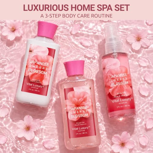 Japanese Cherry Blossom Spa Gift Set - 3PC Travel Size Kit