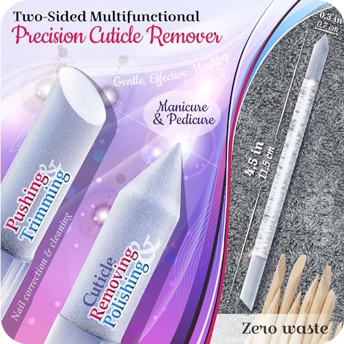 Gladzy Glass Cuticle Pusher Set - 2 Pcs Dual Ended Manicure Nail Tool