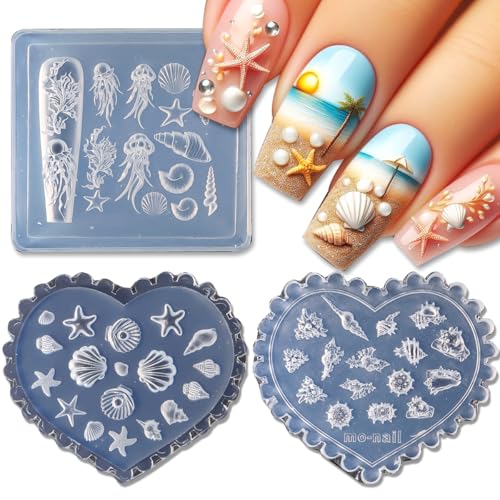 3D Silicone Nail Molds - Ocean Themed Starfish & Shell Designs (3Pcs)