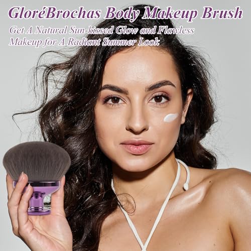 GloréBrochas 90MM Kabuki Self Tanner Brush - Purple Body Makeup Applicator