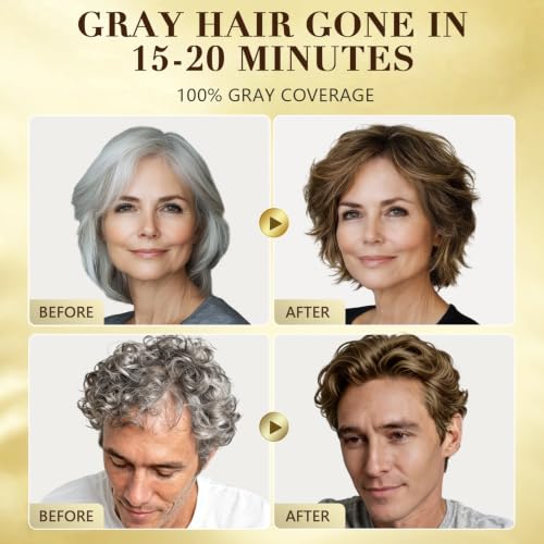 Prypvix Light Brown Hair Dye Shampoo for 100% Gray Coverage, Natural Color & Nourishing Botanicals