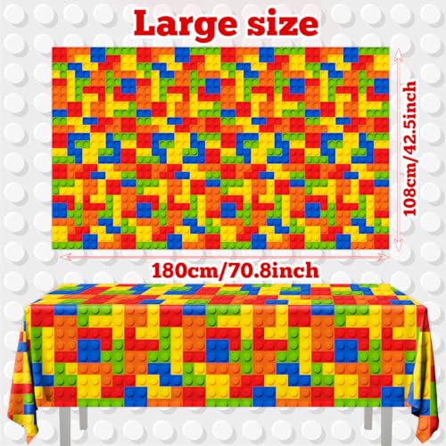 3-Pack Building Block Tablecloths - Colorful Waterproof Party Covers