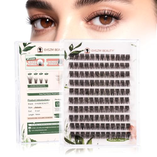 EHSZM BEAUTY 14mm D-Curl Lash Clusters - Wispy Outer Corner Lift