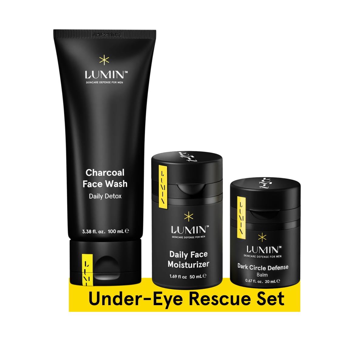 Lumin Men's Skincare Kit - Smooth Operator Detox with Charcoal Face Wash, Scrub & Moisturizer | Two Month Supply