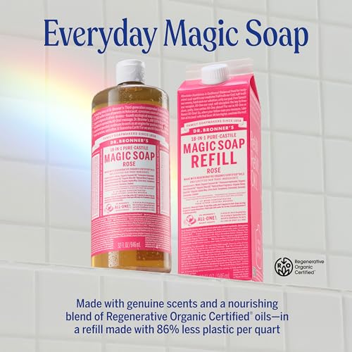 Dr. Bronner's Pure-Castile Liquid Soap Refill - Rose, 32 Fl Oz